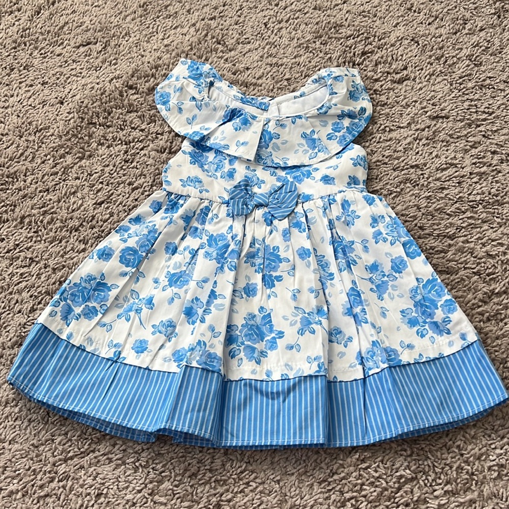 NEW Nannette Baby Blue White Floral Dress and Bloomers